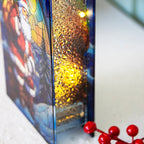 Stained Glass LED Santa On Chimney Decoration