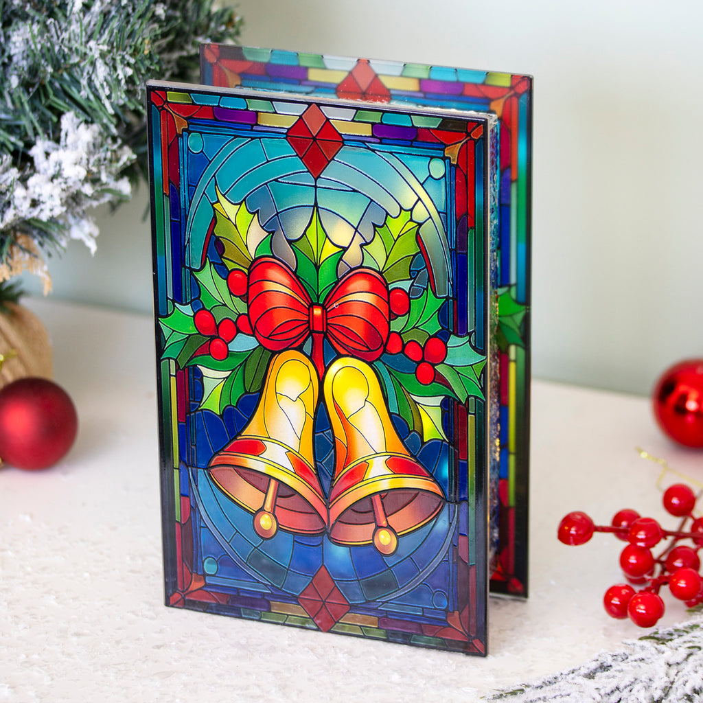 Stained Glass Light Up Christmas Bells Decoration