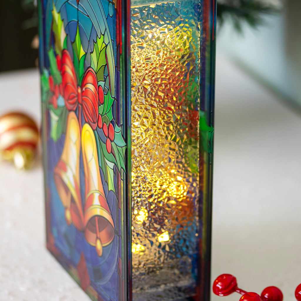 Stained Glass Light Up Christmas Bells Decoration
