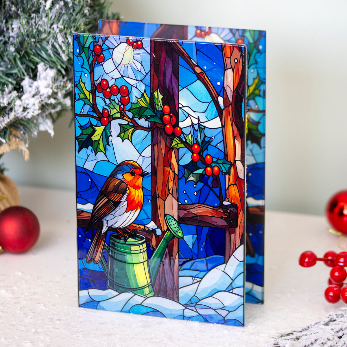 Stained Glass Light Up Robin Christmas Decoration