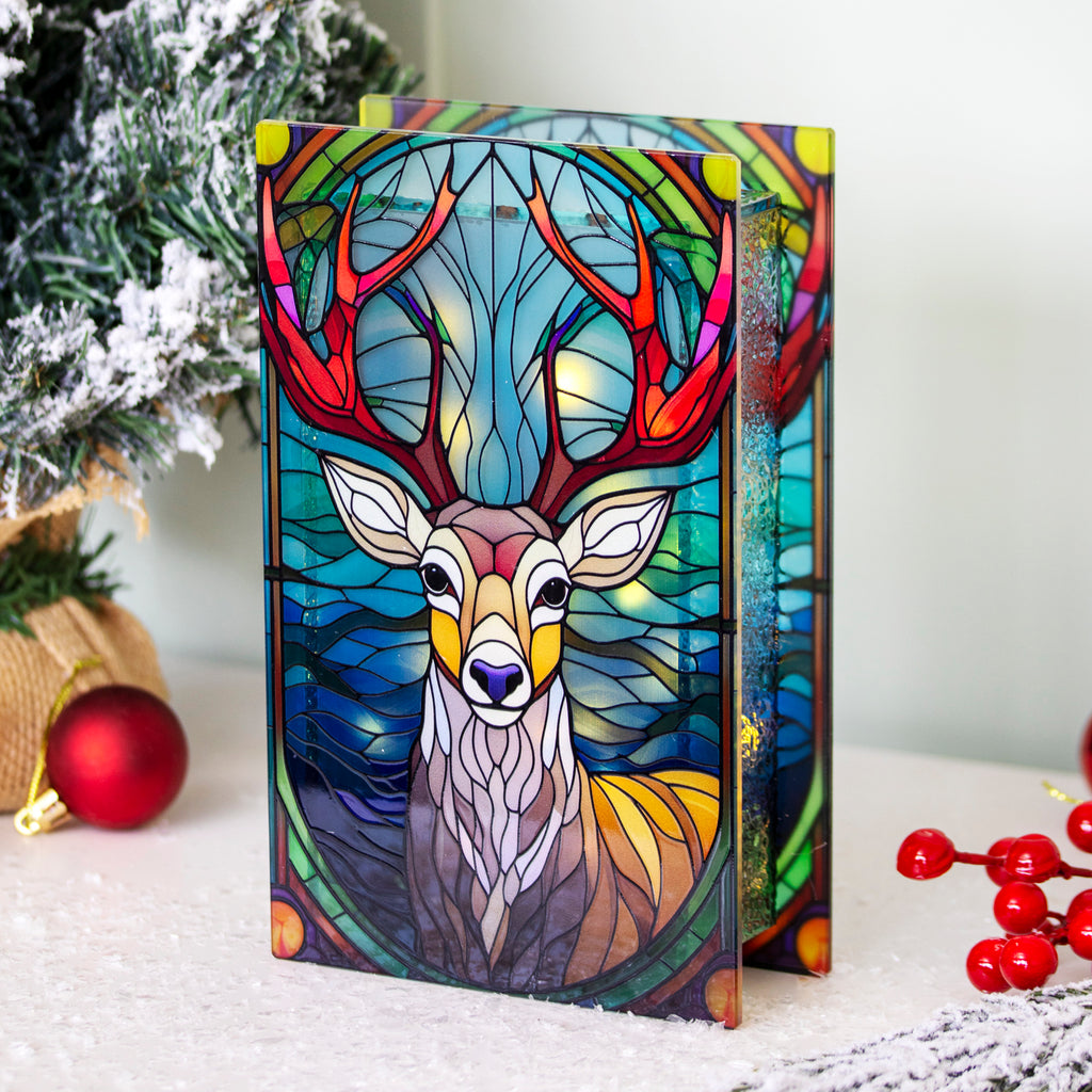 Stained Glass LED Stag Christmas Decoration