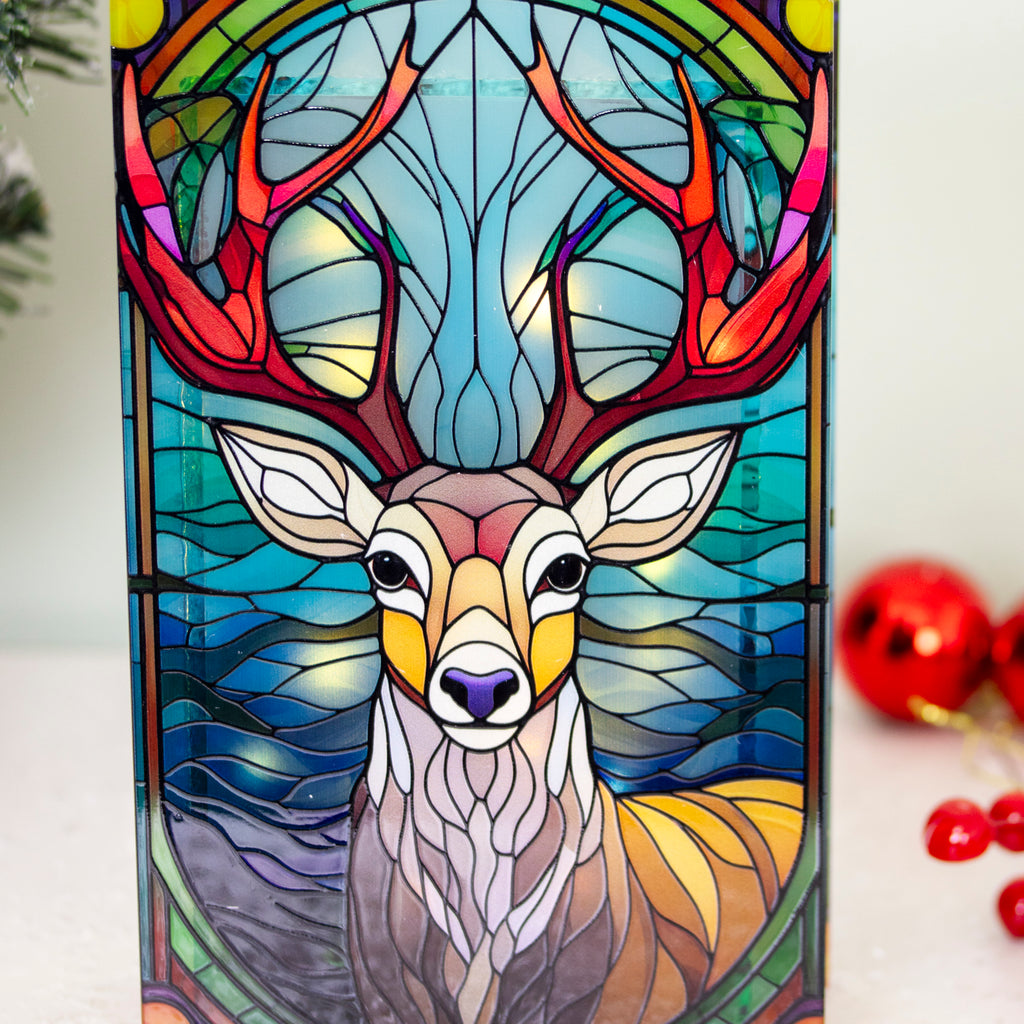 Stained Glass LED Stag Christmas Decoration