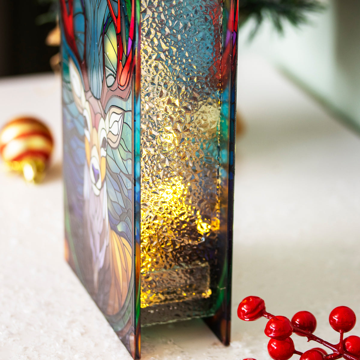 Stained Glass LED Stag Christmas Decoration
