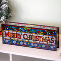 Large LED Stained Glass Merry Christmas Decoration