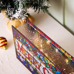 Large LED Stained Glass Merry Christmas Decoration