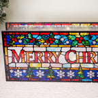 Large LED Stained Glass Merry Christmas Decoration