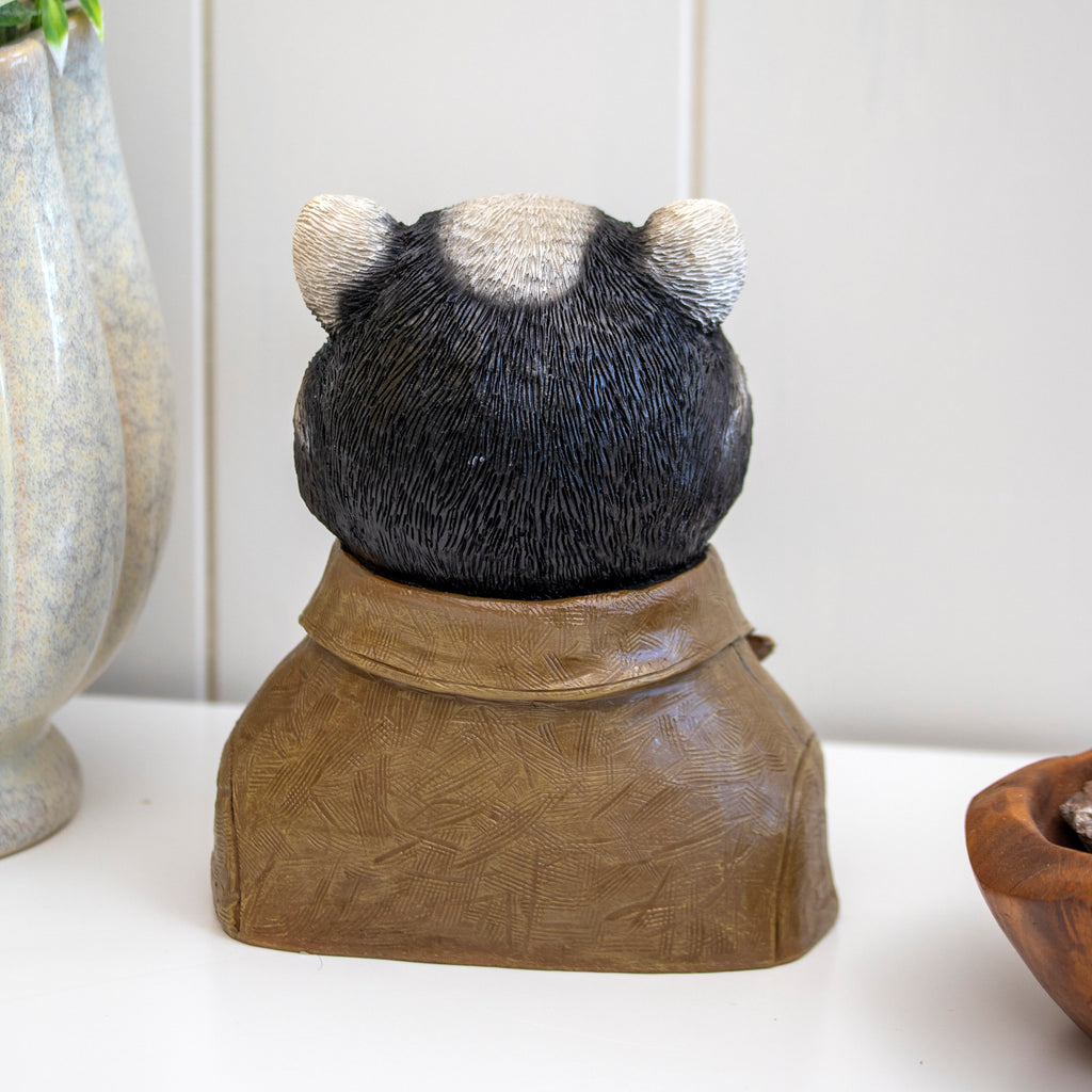Gentleman Badger Bust Ornament With Monocle