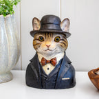 Gentleman Cat Bust Ornament With Bowler Hat