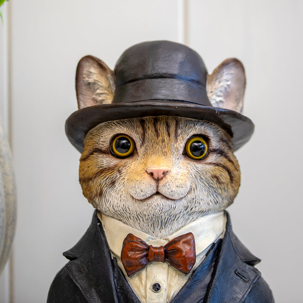 Gentleman Cat Bust Ornament With Bowler Hat