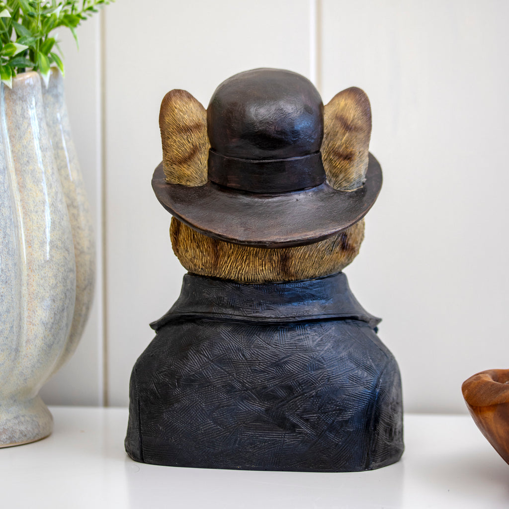 Gentleman Cat Bust Ornament With Bowler Hat