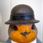 Gentleman Robin Bust Ornament With Bowler Hat