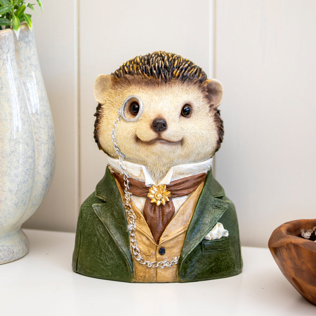 Gentleman Hedgehog Bust Ornament With Monocle