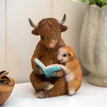 Highland Cow & Calf Reading Book Ornament
