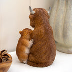 Highland Cow & Calf Reading Book Ornament