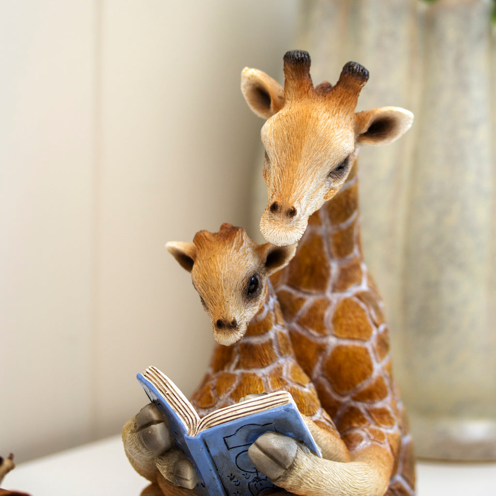 Giraffe & Calf Reading Book Ornament