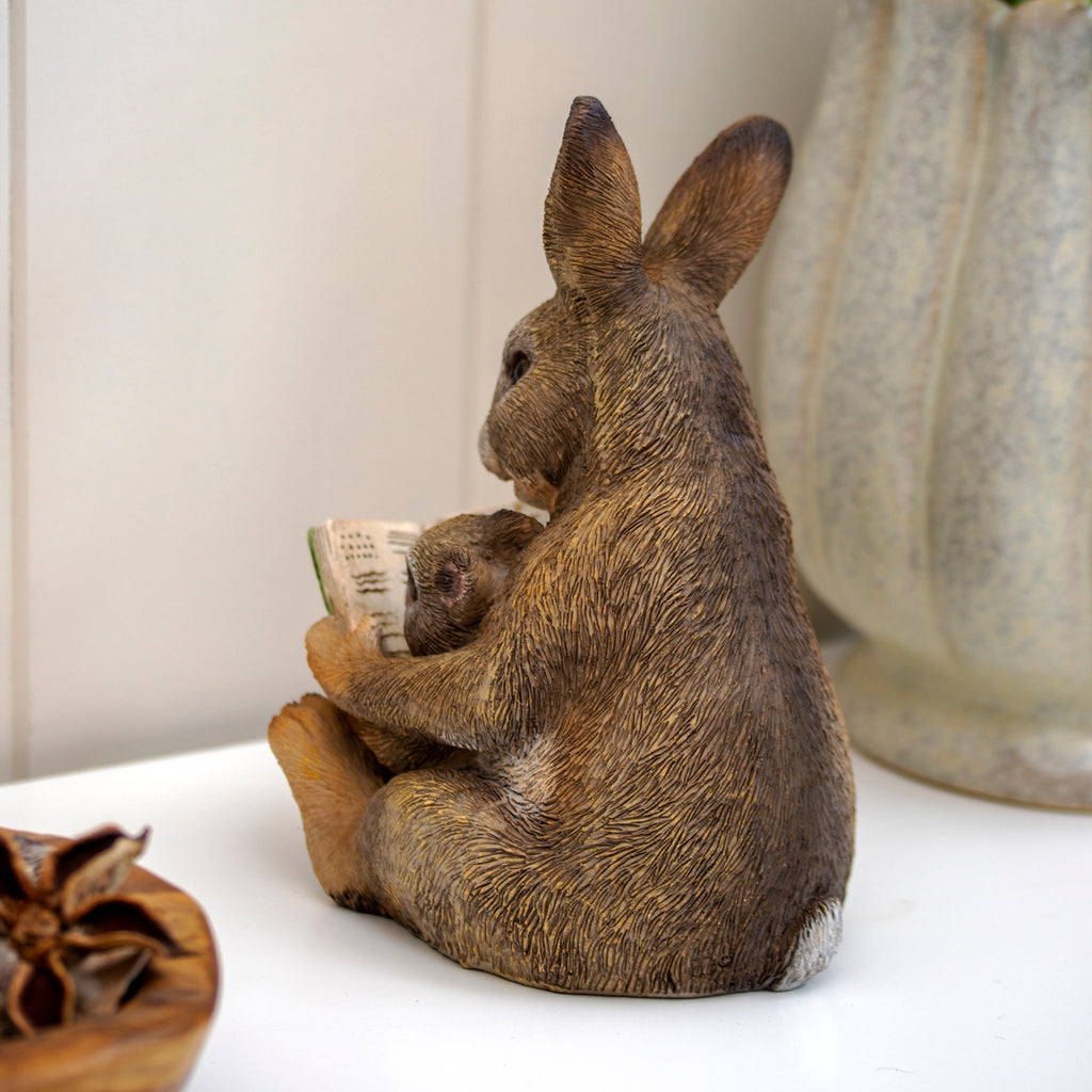 Rabbit & Baby Reading Book Ornament