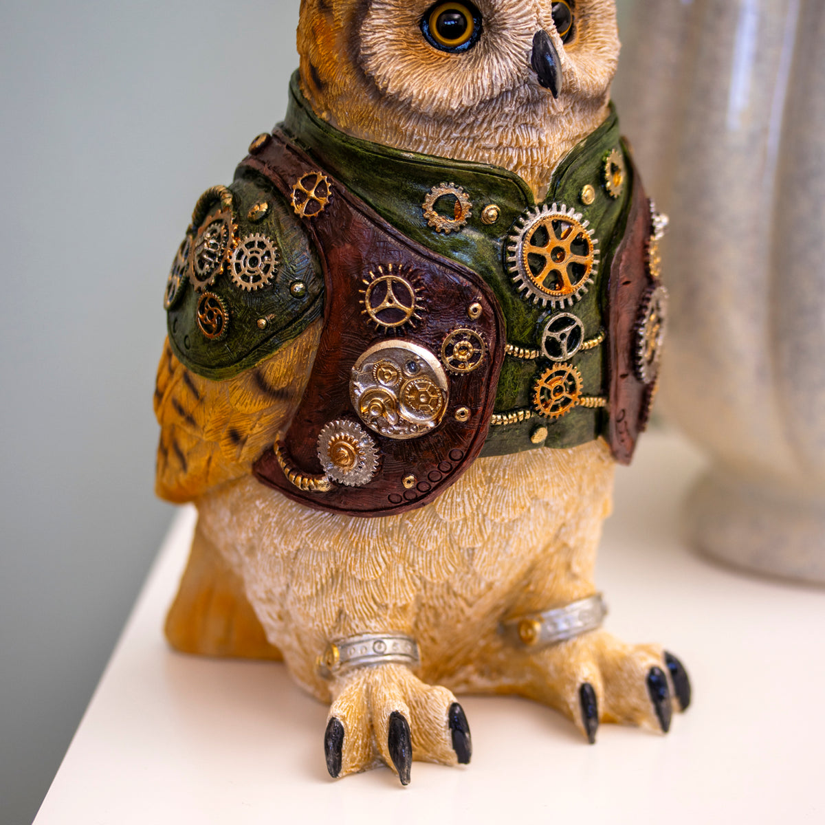 Steampunk Owl Ornament With Top Hat & Gears