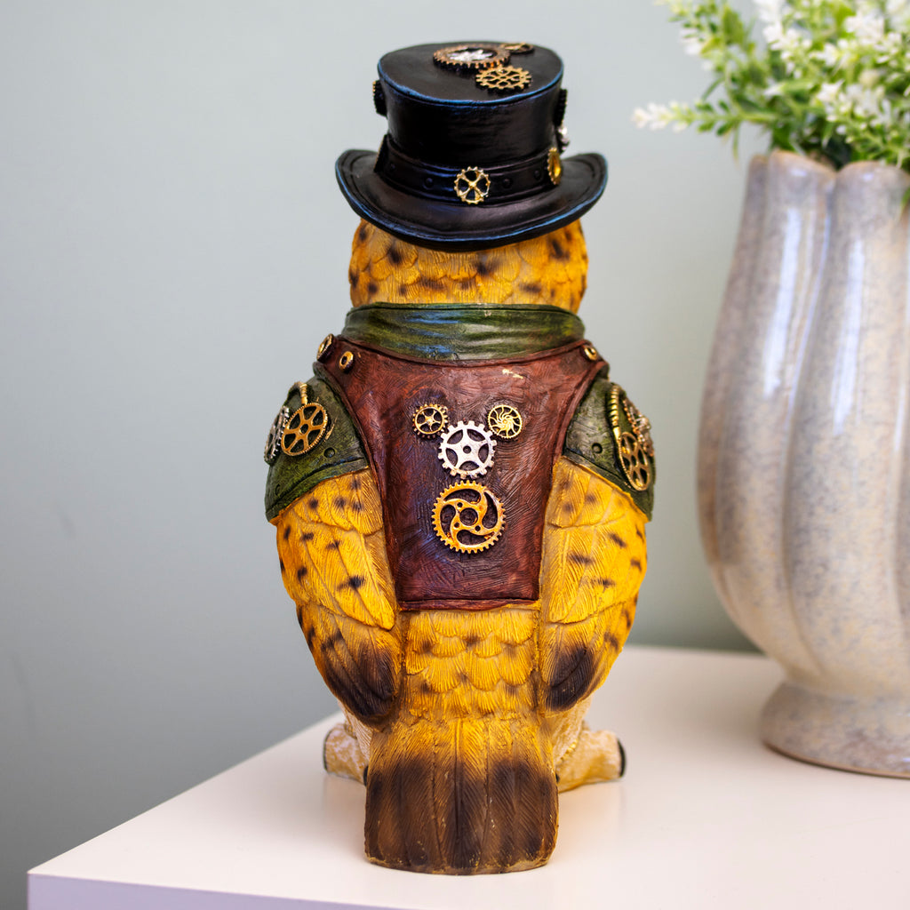 Steampunk Owl Ornament With Top Hat & Gears