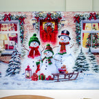 Snowmen Christmas Toughened Glass Worktop Saver