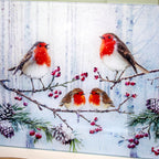Christmas Robins Toughened Glass Worktop Saver