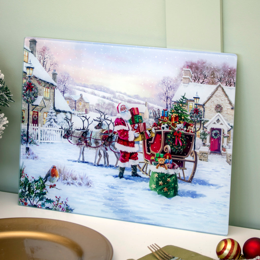 Santa Claus Christmas Glass Worktop Saver