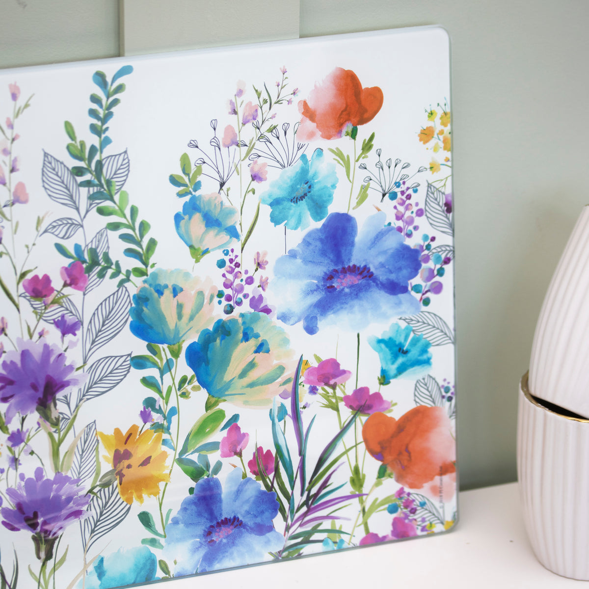Floral Meadow Glass Worktop Saver