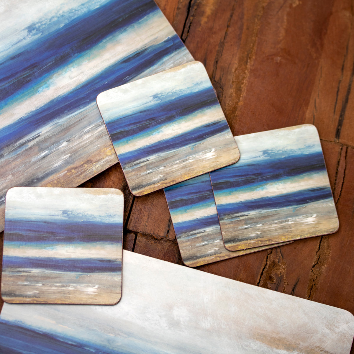 Set Of 4 Azure Coast Placemats & Coasters