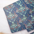 Set Of 4 Vintage Blue Floral Placemats & Coasters
