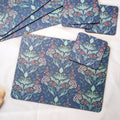 Set Of 4 Vintage Blue Floral Placemats & Coasters