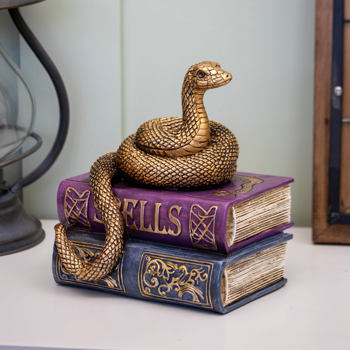 Gold Snake On Spell Books Ornament