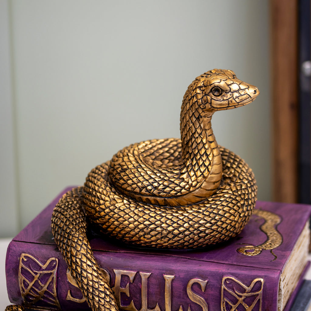 Gold Snake On Spell Books Ornament