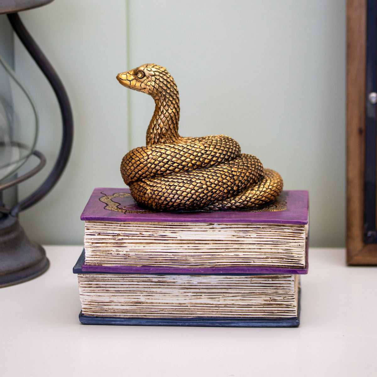 Gold Snake On Spell Books Ornament