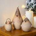 Set Of 3 Rustic Wood Effect Winter Bird Ornaments