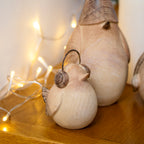 Set Of 3 Rustic Wood Effect Winter Bird Ornaments