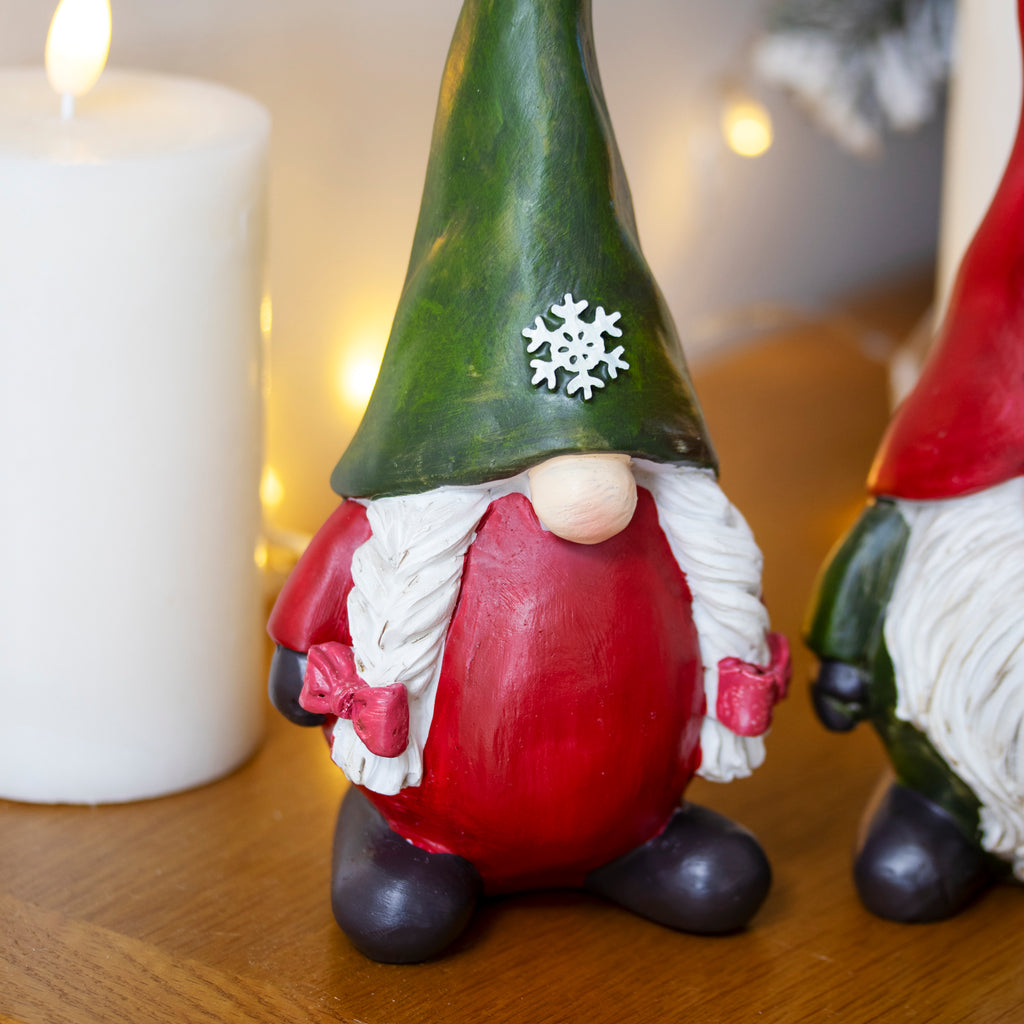 Red & Green Christmas Gnome Lady Ornament