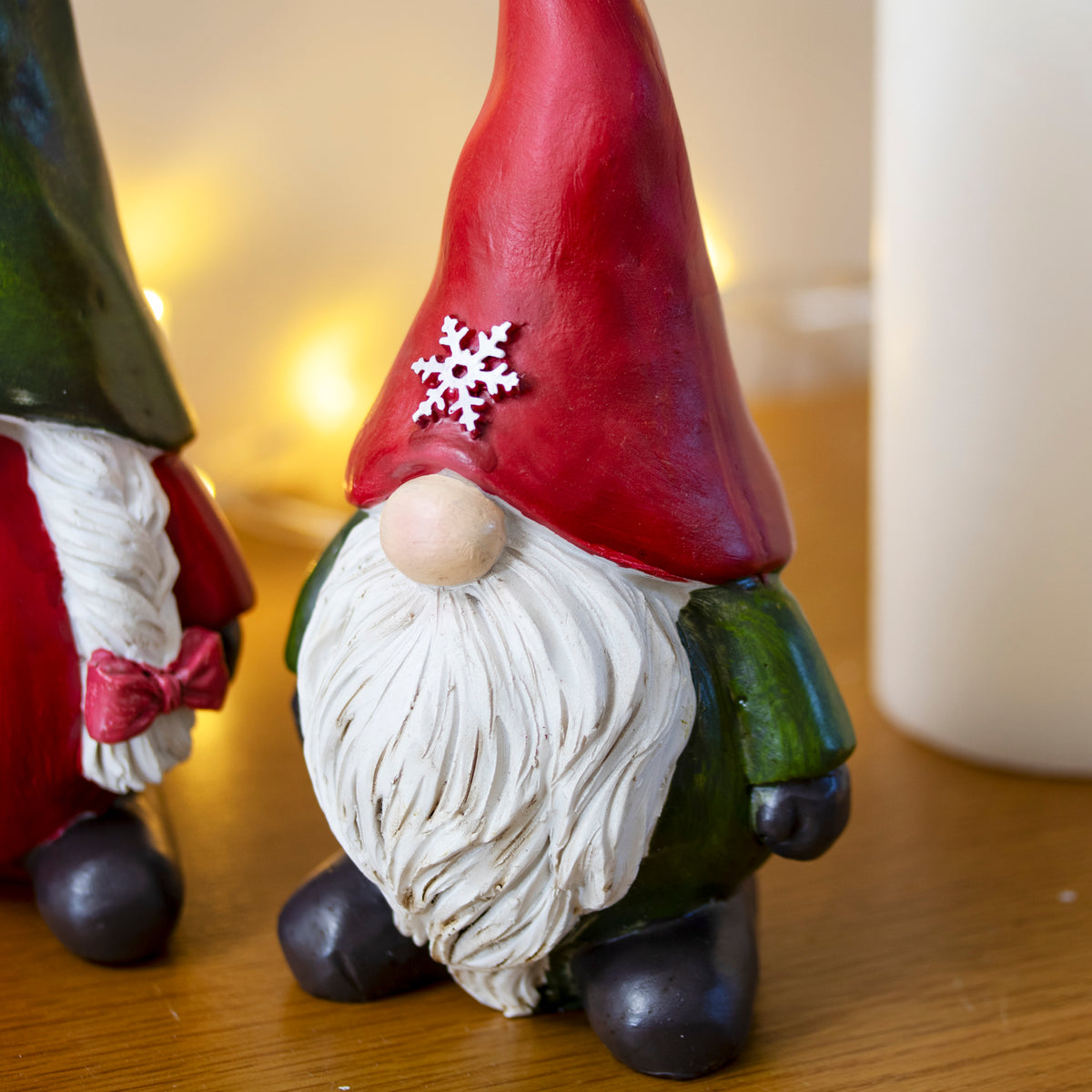 Set Of 2 Red & Green Christmas Gnome Ornaments