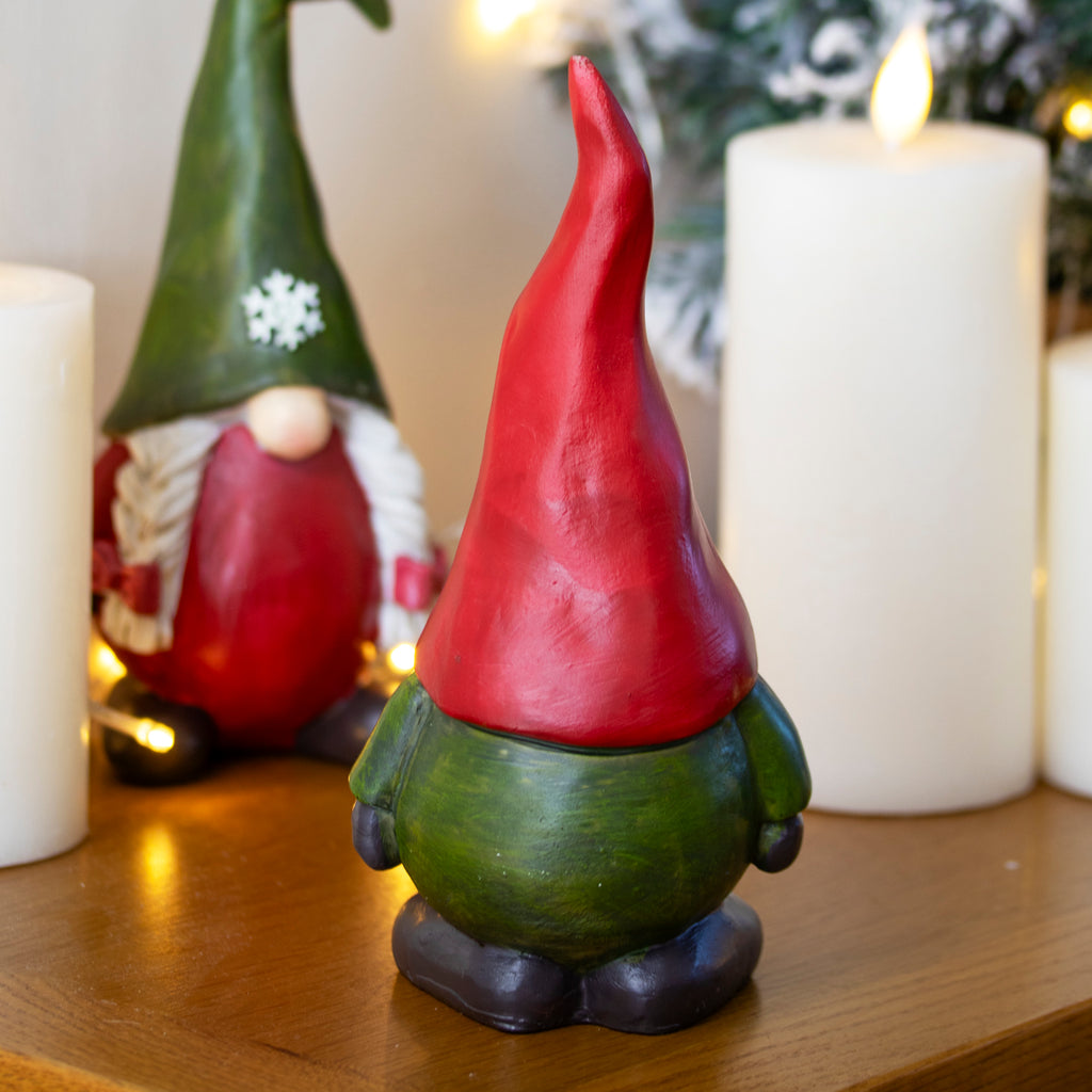 Set Of 2 Red & Green Christmas Gnome Ornaments