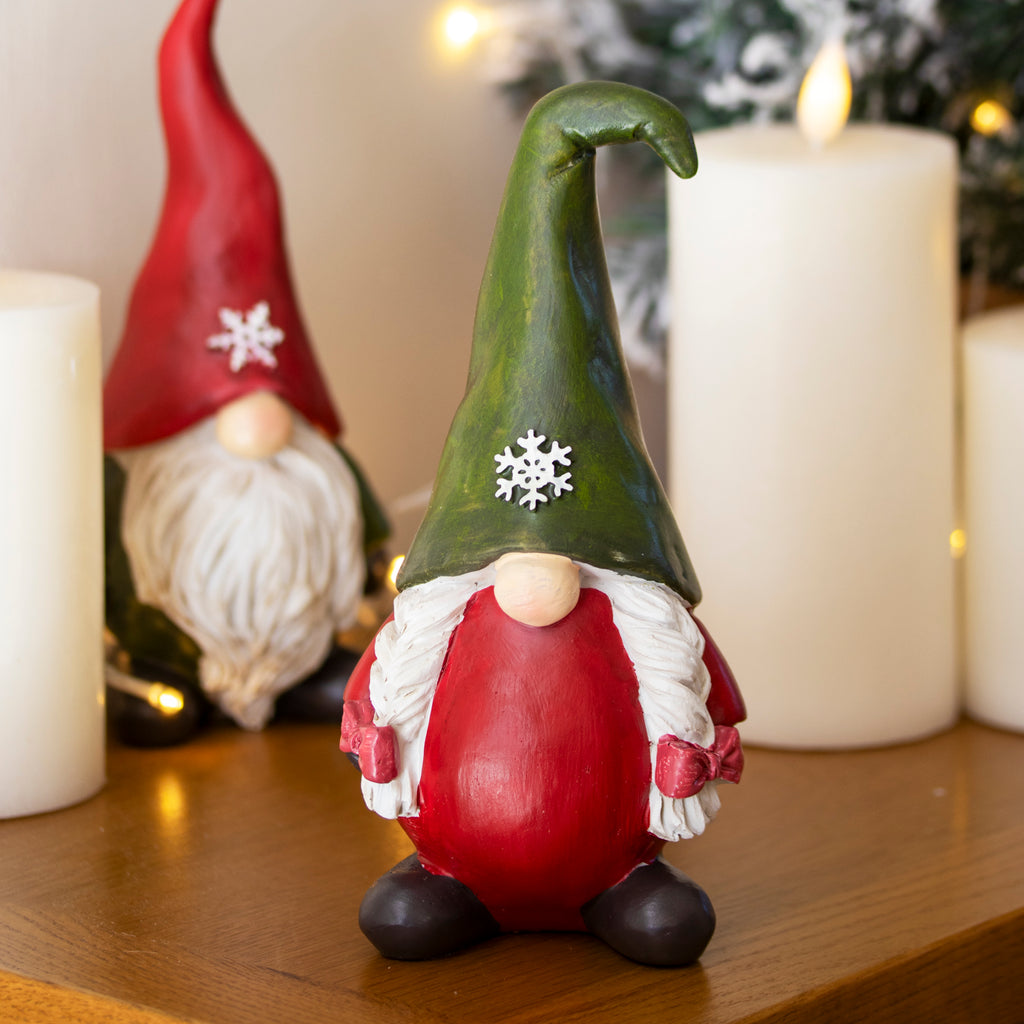 Red & Green Christmas Gnome Lady Ornament