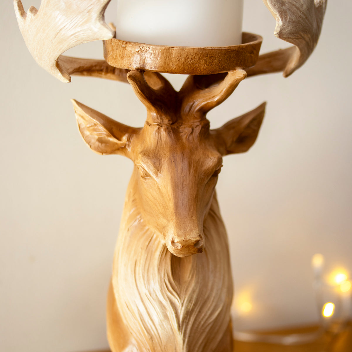 Vintage Stag Head Pillar Candle Holder