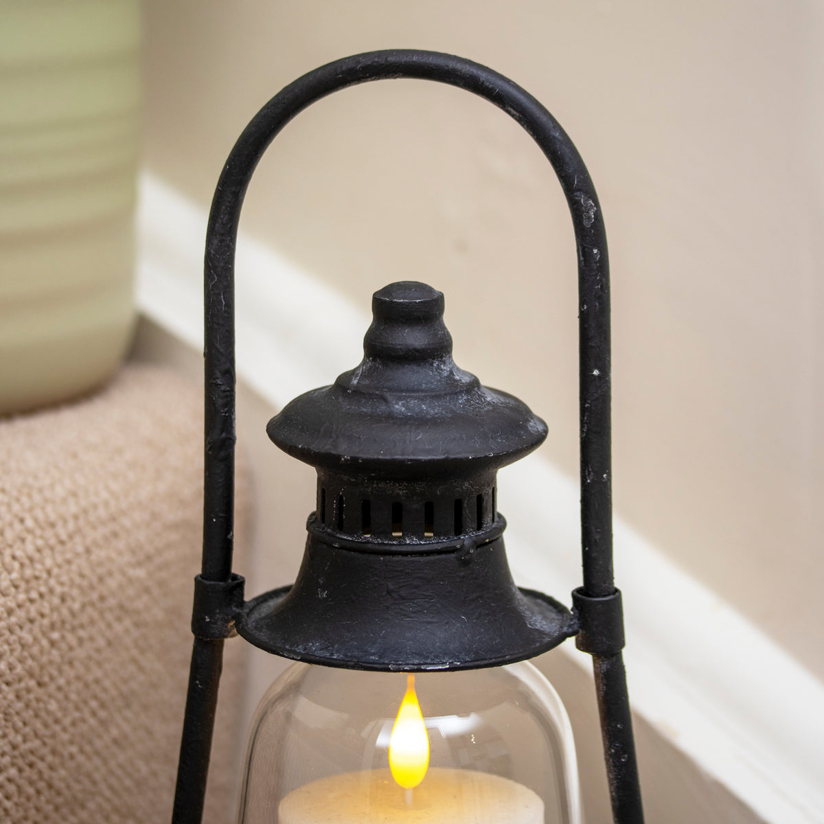 Vintage Black Railway Candle Lantern