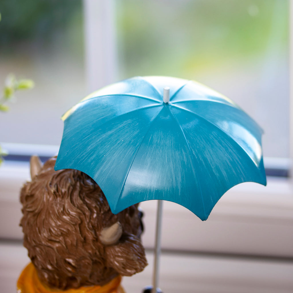 Highland Cow In Yellow Raincoat & Umbrella Ornament