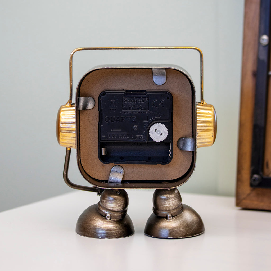 Silver & Gold Retro Robot Mantel Clock