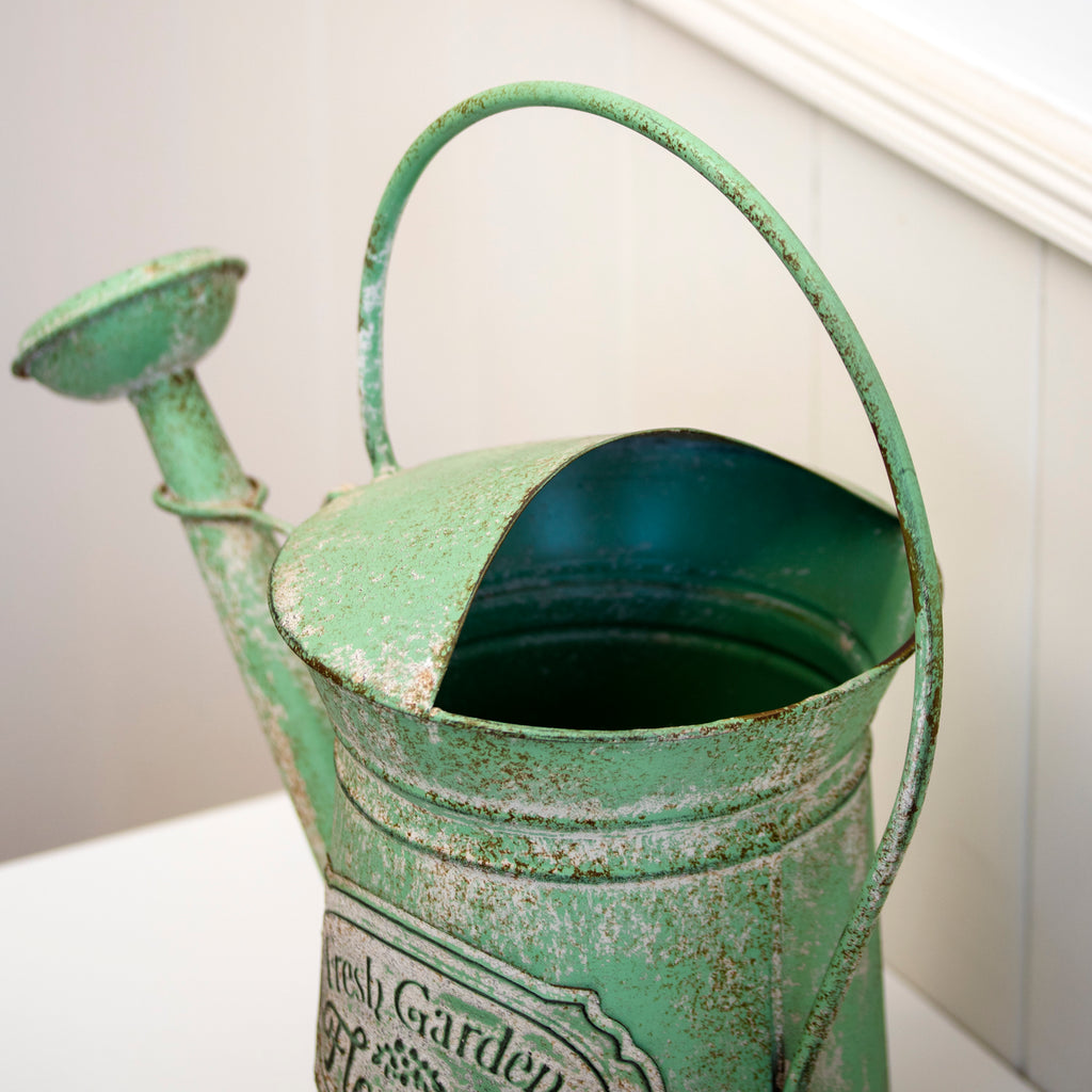 Vintage Green Watering Can Planter