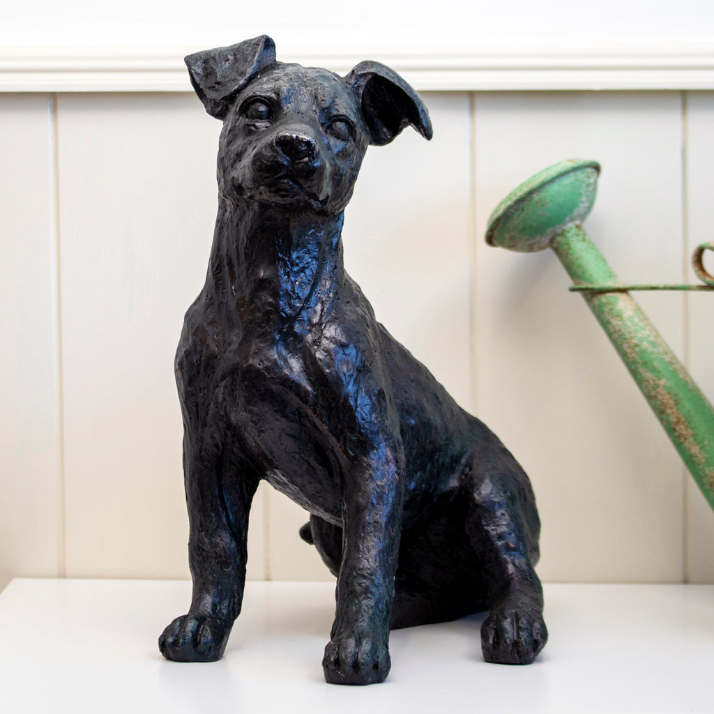Bronze Sitting Staffy Dog Ornament
