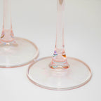 Set Of 4 Pink Ribbed Champagne Flute Glasses