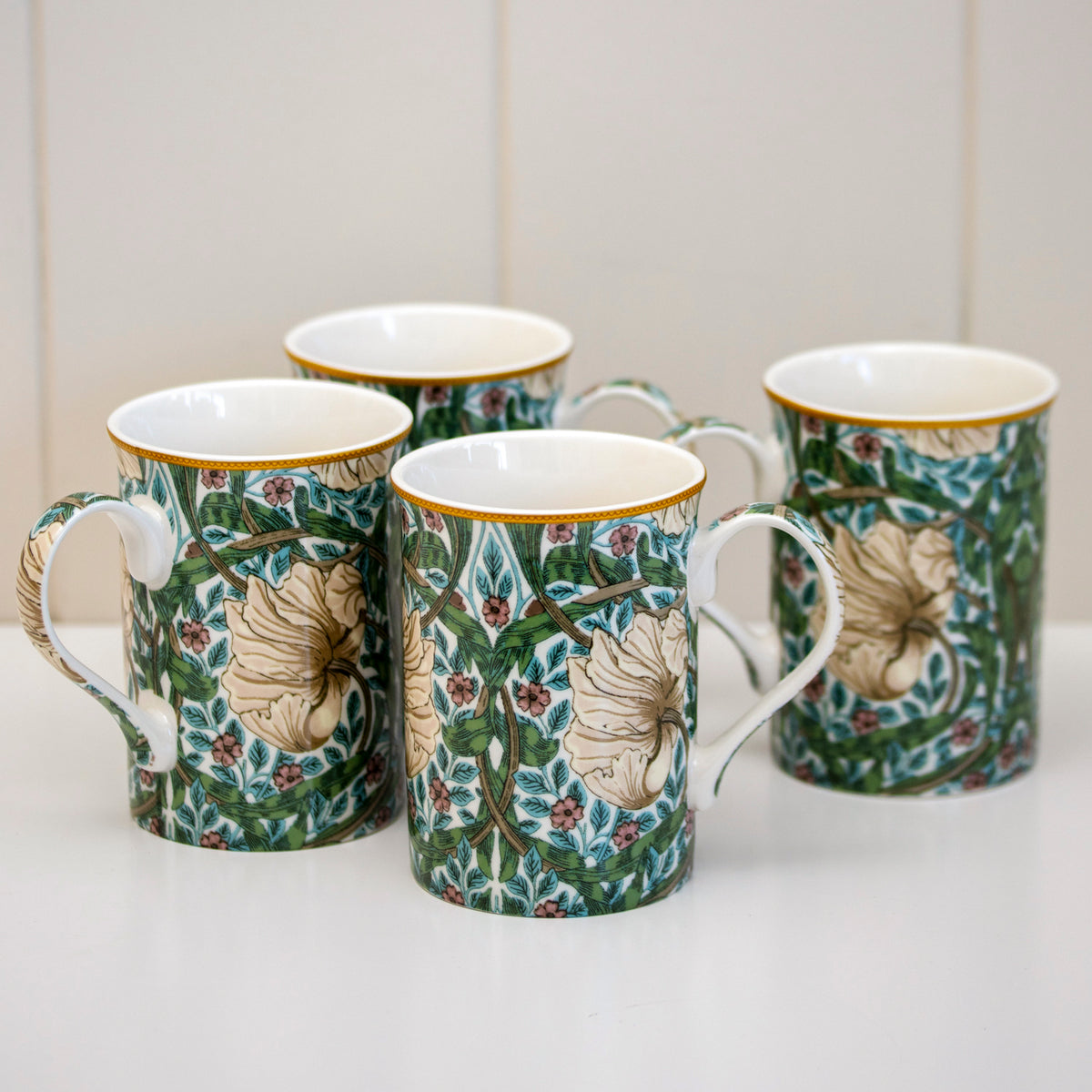 Set Of 4 William Morris Pimpernel Mugs