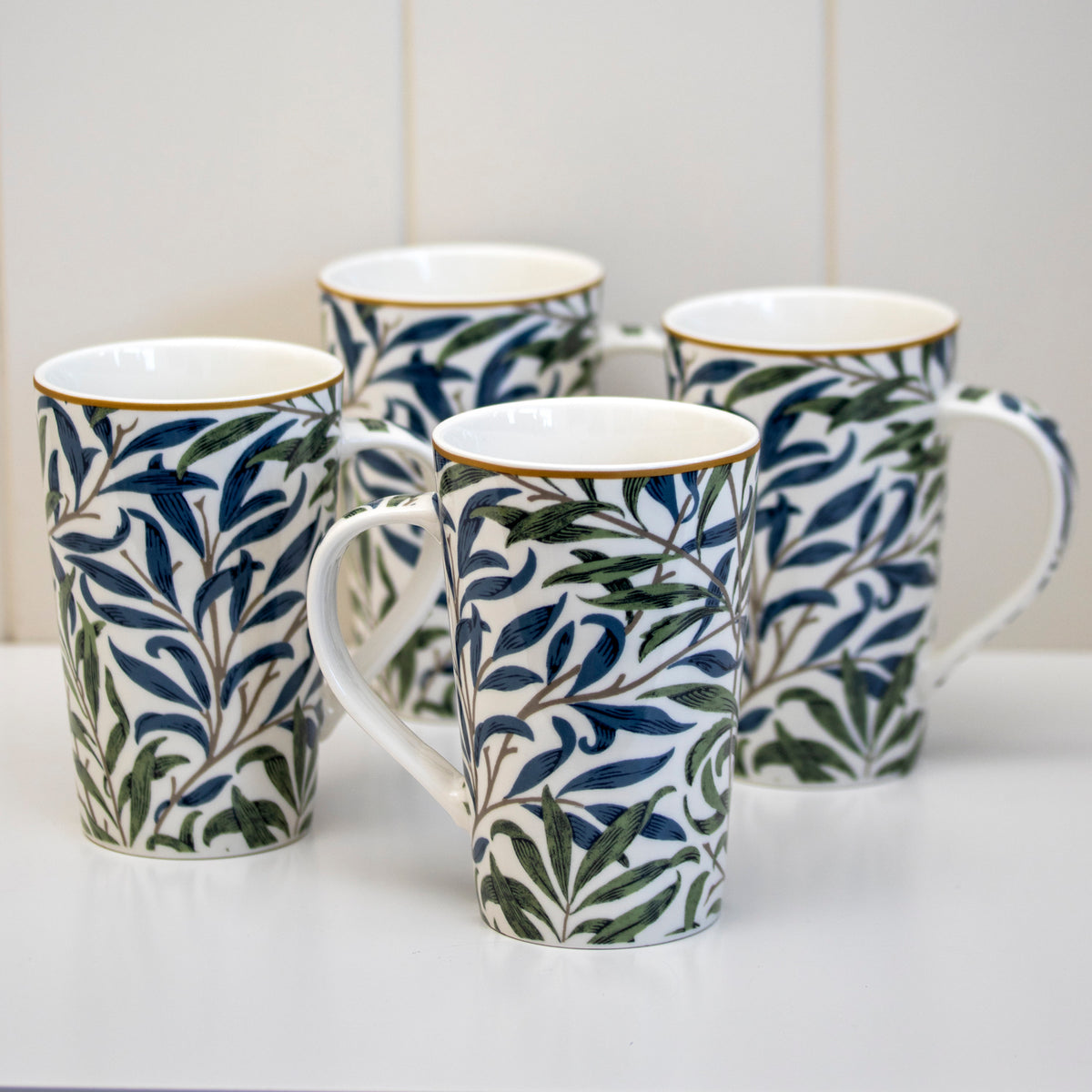 Set Of 4 William Morris Willow Bough Latte Mugs
