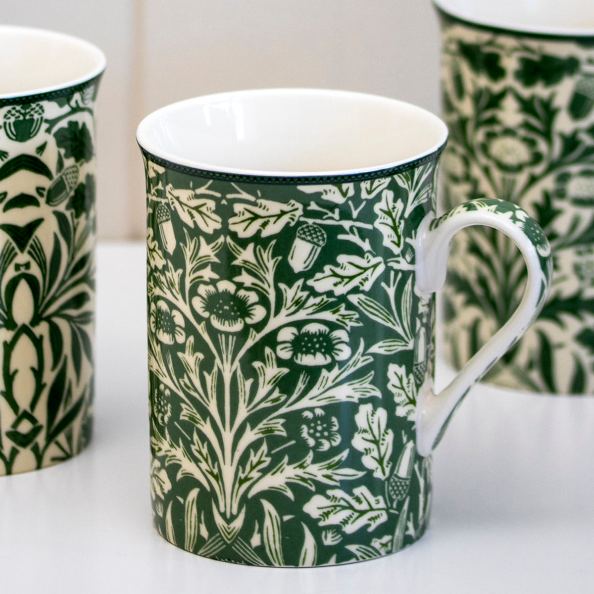 Set Of 4 William Morris Acorn Mugs