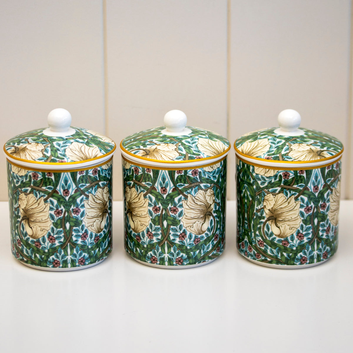 Set Of 3 William Morris Pimpernel Storage Jars