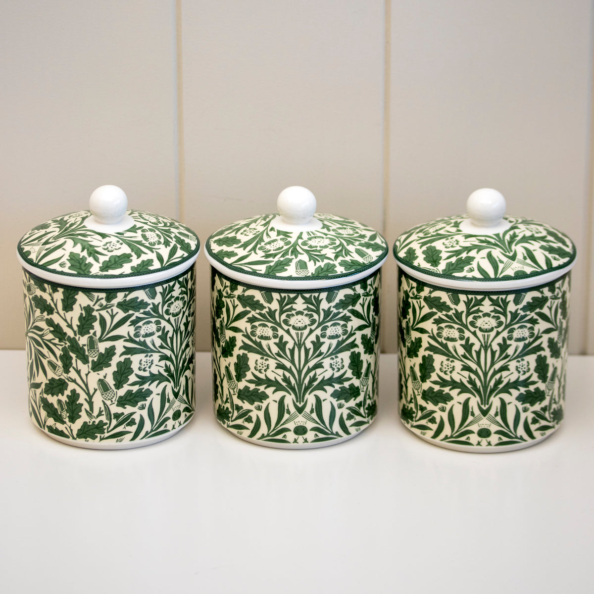 Set Of 3 William Morris Acorn Storage Jars